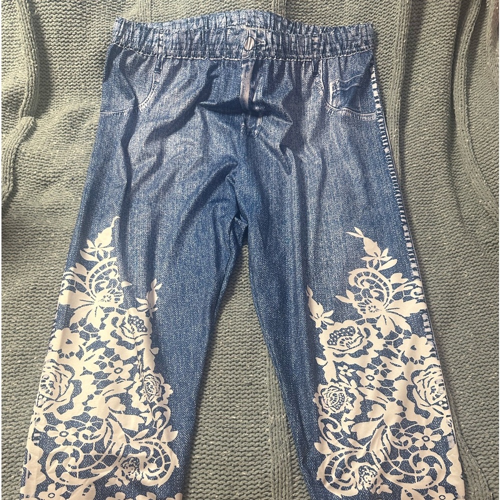 NWOT 3x denim look leggings pants capri